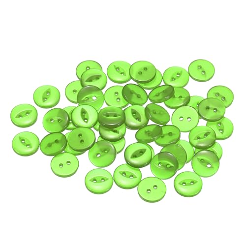 QUARKZMAN 50 Stück 24L Grüne Runde Nähen Harz Knöpfe 15mm 5/8" Harz 2-Loch Fischaugen Handwerk Ersatzknopf für Handwerk Hosen Kleid Rock Kleidung Verschlussknöpfe von QUARKZMAN