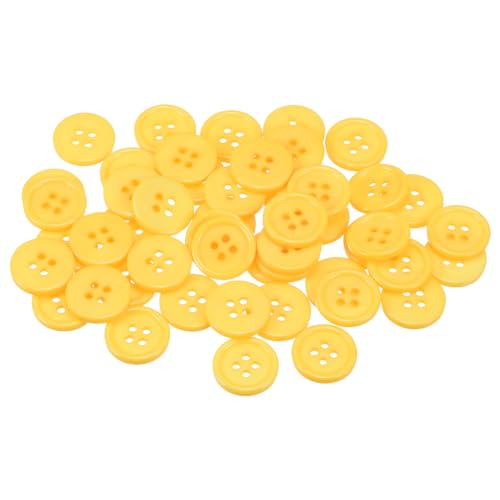 QUARKZMAN 50 Stück Knöpfe 18 mm Nähknöpfe Gelb Harz Kunststoffknöpfe Flach 4 Loch Runde Bastelknöpfe zum Nähen Bekleidung Hosen Anzüge Jacke Hemden Mantel Blazer Stricken Kardigans von QUARKZMAN