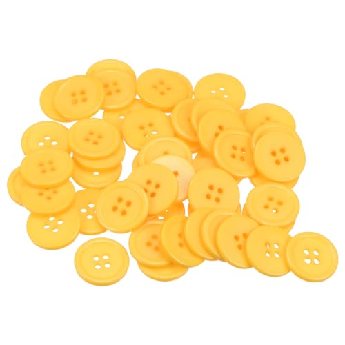 QUARKZMAN 50 Stück Knöpfe 20 mm Nähknöpfe Gelb Harz Kunststoffknöpfe Flach 4 Loch Runde Bastelknöpfe zum Nähen Bekleidung Hosen Anzüge Jacke Hemden Mantel Blazer Stricken Kardigans von QUARKZMAN
