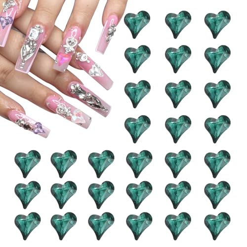 QUARKZMAN 50 Stück 3D Herz Nagel Charme Kristalle Nagel Edelsteine 8x9mm Schiefes Herz-Form Kunst Strass Charme für Valentinstag DIY Dekoration, Grün QUARKZMAN 50 Stück 3D Herz Nagel Charme Kristalle Nagel Edelsteine 8x9mm Schiefes Herz-Form Kunst Strass Charme für Valentinstag DIY Dekoration, Grün von QUARKZMAN