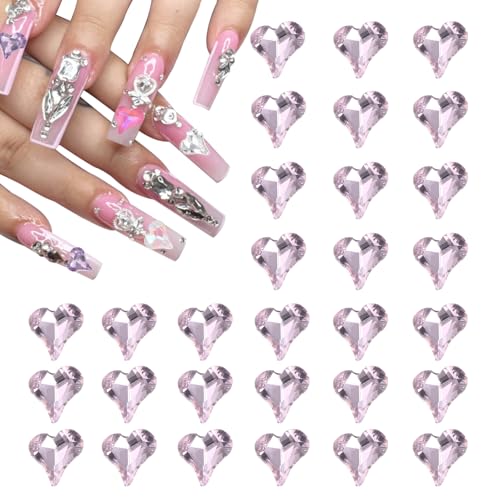 QUARKZMAN 50 Stück 3D Herz Nagel Charme Kristalle Nagel Edelsteine 8x9mm Schiefes Herz-Form Kunst Strass Charme für Valentinstag DIY Dekoration, Hellrosa QUARKZMAN 50 Stück 3D Herz Nagel Charme Kristalle Nagel Edelsteine 8x9mm Schiefes Herz-Form Kunst Strass Charme für Valentinstag DIY Dekoration, Hellrosa von QUARKZMAN