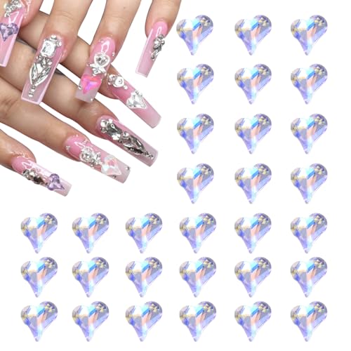 QUARKZMAN 50 Stück 3D Herz Nagel Charme Kristalle Nagel Edelsteine 8x9mm Schiefes Herz-Form Kunst Strass Charme für Valentinstag DIY Dekoration, Transparent Lila QUARKZMAN 50 Stück 3D Herz Nagel Charme Kristalle Nagel Edelsteine 8x9mm Schiefes Herz-Form Kunst Strass Charme für Valentinstag DIY Dekoration, Transparent Lila von QUARKZMAN