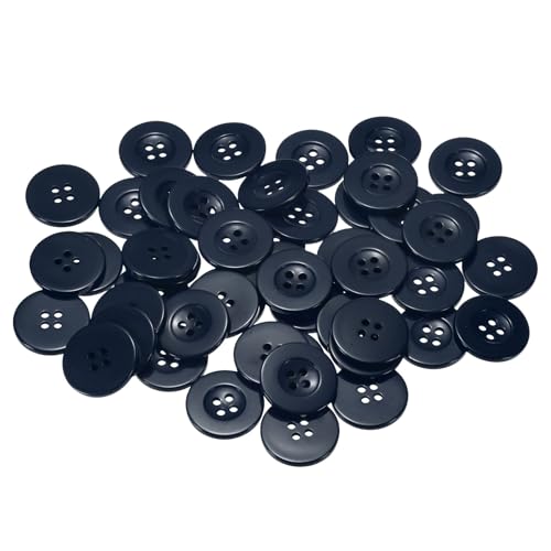 QUARKZMAN 50 Stück Knöpfe 25mm Bastelknöpfe Marineblau Nähknöpfe Harz Rund Flach 4-Loch Kunststoffknöpfe für Nähen DIY Handwerk Scrapbooking Dekorieren Kleidung Mänteln Blusen Hemden von QUARKZMAN