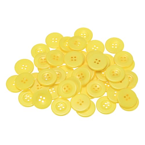 QUARKZMAN 50 Stück Knöpfe 25mm Bastelknöpfe Gelb Nähknöpfe Harz Rund Flach 4-Loch Kunststoffknöpfe für Nähen DIY Handwerk Scrapbooking Dekorieren Kleidung Mänteln Blusen Hemden von QUARKZMAN