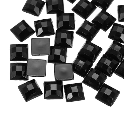 QUARKZMAN 50 Stück Acryl Flachrücksteine 8mm Quadratisch Künstliche Edelsteine Glitzersteine für Basteln Gesichtsbemalung Kostümschmuckherstellung Schwarz von QUARKZMAN
