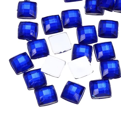 QUARKZMAN 50 Stück Acryl Flachrücksteine 8mm Quadratisch Künstliche Edelsteine Glitzersteine für Basteln Gesichtsbemalung Kostümschmuckherstellung Tiefblau von QUARKZMAN