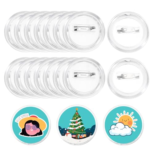 QUARKZMAN 50 Stück Blanko-Knöpfe Pin Button Maker Abzeichen Nähen Acryl Klar 1,5 Zoll für DIY Handwerk Foto, Pin an Kleidung, Hüten, Taschen, Kreis Knöpfe von QUARKZMAN