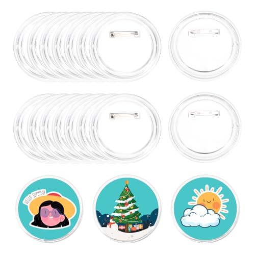 QUARKZMAN 50 Stück Blanko-Knöpfe Pin Button Maker Abzeichen Nähen Acryl Klar 2,95 Zoll für DIY Handwerk Foto, Pin an Kleidung, Hüten, Taschen, Kreis Knöpfe von QUARKZMAN