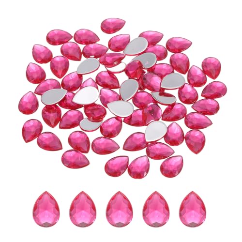 QUARKZMAN 50 Stück Flache Acryl-Tränenform-Steine 10x14mm Künstliche Strasssteine Für DIY Basteln Perlen Hochzeit Party Gesichtsbemalung Schmuckherstellung Pink von QUARKZMAN