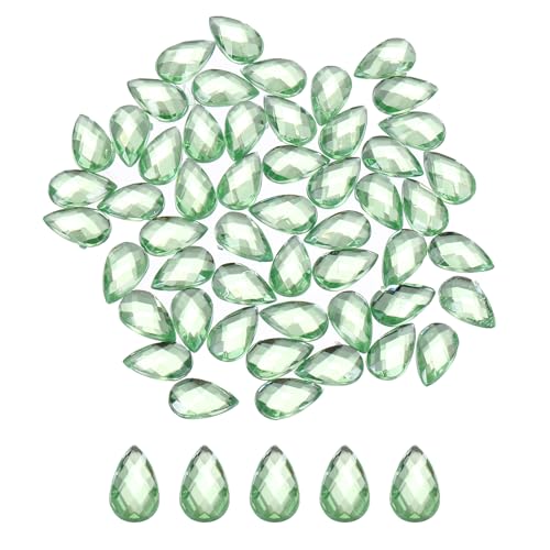 QUARKZMAN 50 Stück Flache Rückseite Acryl Tränensteine 6x10mm Künstliche Strasssteine für DIY Basteln Perlen Hochzeit Party Gesichtsbemalung Schmuckherstellung Hellgrün von QUARKZMAN