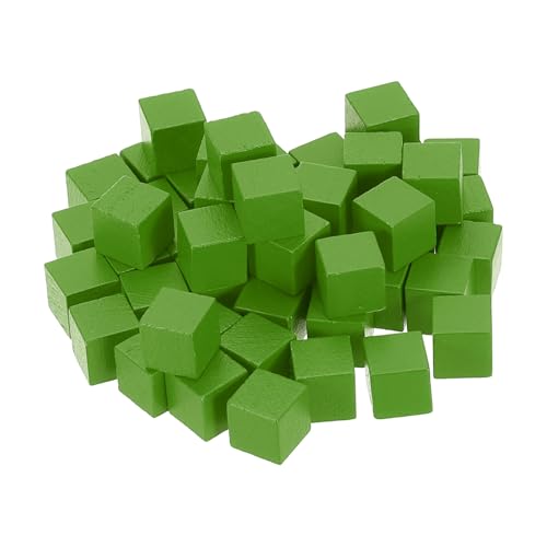 QUARKZMAN 50 Stück Holzblöcke für Bastelarbeiten, 1cm Unvollendeter Holzwürfel Kiefernholz Quadratblock für DIY-Bastelprojekte, Grün von QUARKZMAN