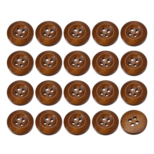 QUARKZMAN 50 Stück Holzknöpfe, 18mm (3/4") 4-Loch Runde Holzknöpfe für Nähen DIY Handwerk Kleidung, Kaffee von QUARKZMAN