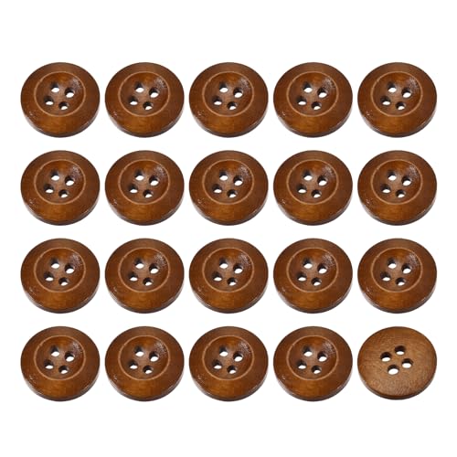 QUARKZMAN 50 Stück Holzknöpfe, 20mm (13/16") 4-Loch Runde Holzknöpfe für Nähen DIY Handwerk Kleidung, Kaffee von QUARKZMAN