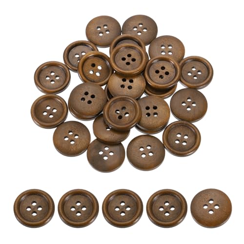 QUARKZMAN 50 Stück Holzknöpfe, 23mm (7/8") 4 Loch Runde Holz Knöpfe Nähen Knopf Handwerk Flatback für Nähen DIY Handwerk Kleidung, Braun von QUARKZMAN