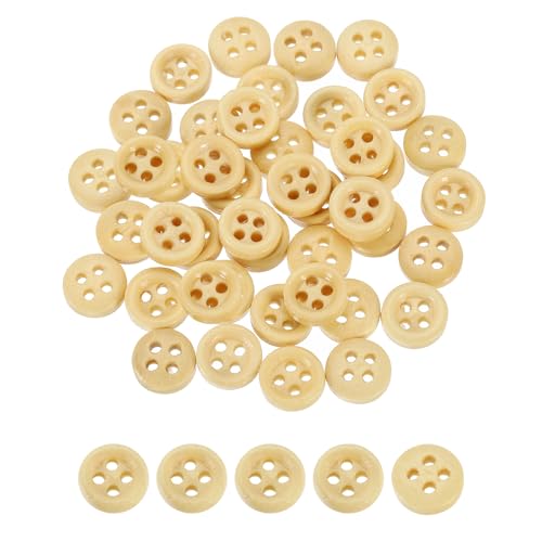 QUARKZMAN 50 Stück Holzknöpfe, 9mm (3/8") 4 Loch Runde Holz Knöpfe Nähen Knopf Handwerk Flatback für Nähen DIY Handwerk Kleidung, Naturholz von QUARKZMAN