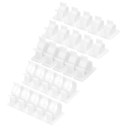 QUARKZMAN 50 Stück Kabelclips, 8-25mm Durchmesser Selbstklebende Nylon Kabelhalter, Verstellbare Kabelmanagement-Organizer-Klemme für PC Schreibtisch Büro, Weiß von QUARKZMAN