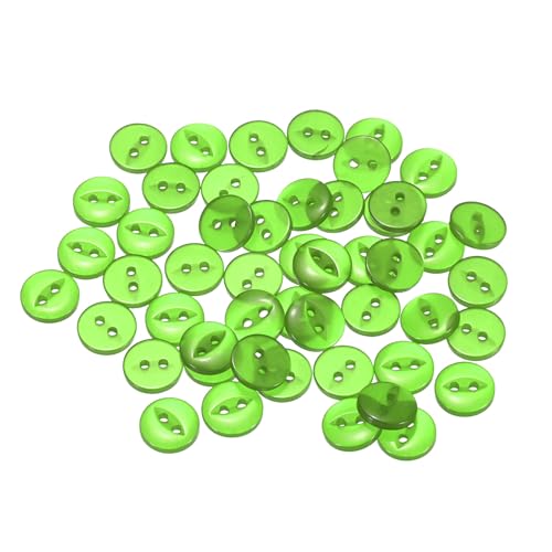 QUARKZMAN 50 Stück Knöpfe 10 mm Harzknöpfe 2 Löcher Rund Bastelknöpfe Kinderknöpfe Klein Babyknöpfe Nähen Mini Buttons zum Annähen T-Shirt Kleidung Scrapbooking Dekorieren, Grün von QUARKZMAN