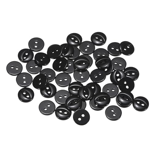 QUARKZMAN 50 Stück Knöpfe 10 mm Harzknöpfe 2 Löcher Rund Bastelknöpfe Kinderknöpfe Klein Babyknöpfe Nähen Mini Buttons zum Annähen T-Shirt Kleidung Scrapbooking Dekorieren, Schwarz von QUARKZMAN