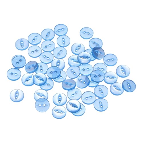 QUARKZMAN 50 Stück Knöpfe 11,5 mm Harzknöpfe 2 Löcher Rund Bastelknöpfe Kinderknöpfe Klein Babyknöpfe Nähen Mini Buttons zum Annähen T-Shirt Kleidung Scrapbooking Dekorieren, Himmelblau von QUARKZMAN