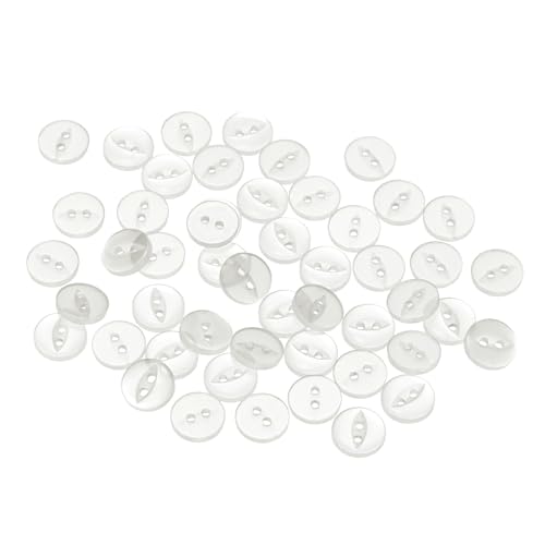QUARKZMAN 50 Stück Knöpfe 11,5 mm Harzknöpfe 2 Löcher Rund Bastelknöpfe Kinderknöpfe Klein Babyknöpfe Nähen Mini Buttons zum Annähen T-Shirt Kleidung Scrapbooking Dekorieren, Weiß von QUARKZMAN