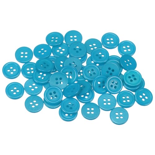 QUARKZMAN 50 Stück Knöpfe 12,5 mm Nähknöpfe Blau Harz Kunststoffknöpfe Flach 4 Loch Runde Bastelknöpfe zum Nähen Bekleidung Hosen Anzüge Jacke Hemden Mantel Blazer Stricken Kardigans von QUARKZMAN