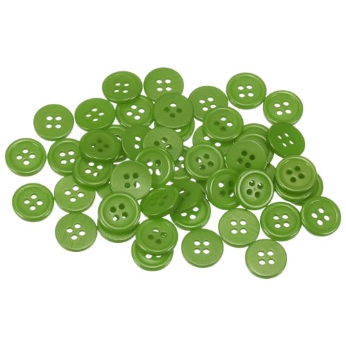 QUARKZMAN 50 Stück Knöpfe 12,5 mm Nähknöpfe Grün Harz Kunststoffknöpfe Flach 4 Loch Runde Bastelknöpfe zum Nähen Bekleidung Hosen Anzüge Jacke Hemden Mantel Blazer Stricken Kardigans von QUARKZMAN