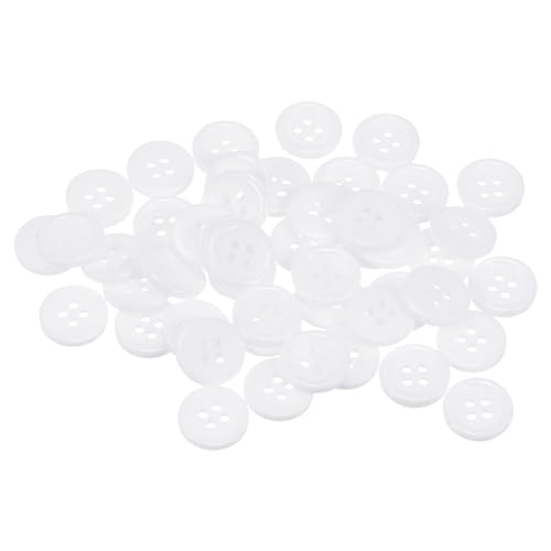 QUARKZMAN 50 Stück Knöpfe 12,5 mm Nähknöpfe Weiß Harz Kunststoffknöpfe Flach 4 Loch Runde Bastelknöpfe zum Nähen Bekleidung Hosen Anzüge Jacke Hemden Mantel Blazer Stricken Kardigans von QUARKZMAN