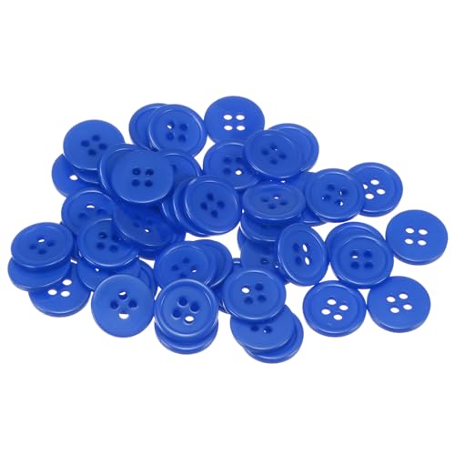 QUARKZMAN 50 Stück Knöpfe 15 mm Nähknöpfe Dunkelblau Harz Kunststoffknöpfe Flach 4 Loch Runde Bastelknöpfe zum Nähen Bekleidung Hosen Anzüge Jacke Hemden Mantel Blazer Stricken Kardigans von QUARKZMAN