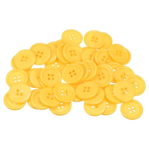 QUARKZMAN 50 Stück Knöpfe 23 mm Nähknöpfe Gelb Harz Kunststoffknöpfe Flach 4 Loch Runde Bastelknöpfe zum Nähen Bekleidung Hosen Anzüge Jacke Hemden Mantel Blazer Stricken Kardigans von QUARKZMAN