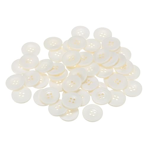 QUARKZMAN 50 Stück Knöpfe 25mm Bastelknöpfe Beige Nähknöpfe Harz Rund Flach 4-Loch Kunststoffknöpfe für Nähen DIY Handwerk Scrapbooking Dekorieren Kleidung Mänteln Blusen Hemden von QUARKZMAN