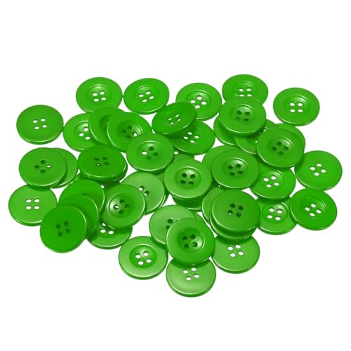 QUARKZMAN 50 Stück Knöpfe 25mm Bastelknöpfe Grün Nähknöpfe Harz Rund Flach 4-Loch Kunststoffknöpfe für Nähen DIY Handwerk Scrapbooking Dekorieren Kleidung Mänteln Blusen Hemden von QUARKZMAN