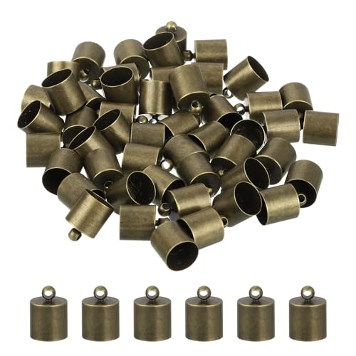 QUARKZMAN 50 Stück Lederkordel-Endkappen, 10mm OD Säulenfassungen für DIY-Herstellung von Lederarmbändern Quasten, Bronze Ton von QUARKZMAN