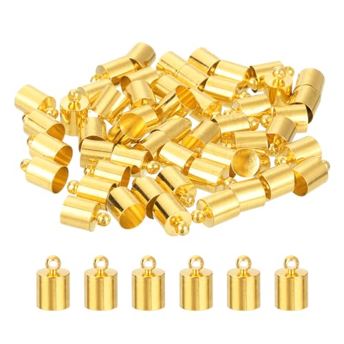 QUARKZMAN 50 Stück Lederkordel Endkappen, 7mm OD Säulenfassungen für DIY Herstellung Lederarmbändern Quasten, Goldton QUARKZMAN 50 Stück Lederkordel Endkappen, 7mm OD Säulenfassungen für DIY Herstellung Lederarmbändern Quasten, Goldton von QUARKZMAN