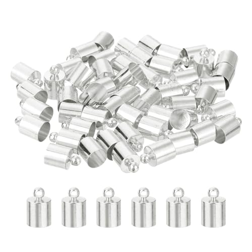 QUARKZMAN 50 Stück Lederkordel-Endkappen, 7mm OD Säulenfassungen für DIY-Herstellung von Lederarmbändern Quasten, Silberton QUARKZMAN 50 Stück Lederkordel-Endkappen, 7mm OD Säulenfassungen für DIY-Herstellung von Lederarmbändern Quasten, Silberton von QUARKZMAN