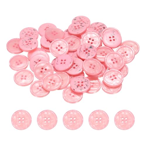 QUARKZMAN 50 Stück Nähknöpfe 25mm (0,98") 4 Löcher Runde Resin Knöpfe Zum Austauschen Für Kleidung DIY Basteldekoration, Rosa von QUARKZMAN