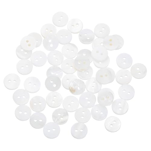 QUARKZMAN 50 Stück Natürliche Muschelknöpfe, 2-Loch Perlmuttknöpfe 10mm Nähknöpfe Nähhandwerk Knöpfe für Hemd Nähen DIY Handwerk Dekoration, Weiß von QUARKZMAN