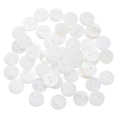 QUARKZMAN 50 Stück Natürliche Muschelknöpfe, 2-Loch Perlmuttknöpfe 11,5 mm Nähknöpfe Nähhandwerk Knöpfe für Hemd Nähen DIY Handwerk Dekoration, Weiß von QUARKZMAN