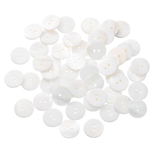 QUARKZMAN 50 Stück Natürliche Muschelknöpfe, 2-Loch Perlmuttknöpfe 18mm Nähknöpfe Nähhandwerk Knöpfe für Hemd Nähen DIY Handwerk Dekoration, Weiß von QUARKZMAN