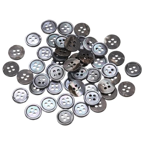 QUARKZMAN 50 Stück Natürliche Muschelknöpfe, 4-Loch Perlmuttknöpfe 11.5mm Nähknöpfe Nähhandwerk Muschelscheiben für Hemdennähen DIY Handwerk Dekoration, Grau von QUARKZMAN