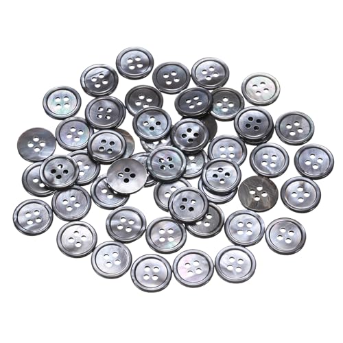 QUARKZMAN 50 Stück Natürliche Muschelknöpfe 4-Loch Perlmuttknöpfe 15mm Nähen Knöpfe Nähen Handwerk Muschelscheiben Für Hemden Nähen DIY Handwerk Dekoration Grau von QUARKZMAN