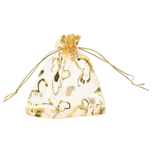 QUARKZMAN 50 Stück Organzasäckchen, 13x18cm Geschenksäckchen Schmuckbeutel Herz-Muster Mesh Säckchen mit Zugband, Organzabeutel für Hochzeit Party Weihnachten Süßigkeiten, Gold QUARKZMAN 50 Stück Organzasäckchen, 13x18cm Geschenksäckchen Schmuckbeutel Herz-Muster Mesh Säckchen mit Zugband, Organzabeutel für Hochzeit Party Weihnachten Süßigkeiten, Gold von QUARKZMAN