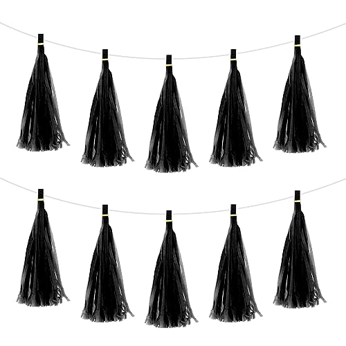 QUARKZMAN 50 Stück Schwarze Quasten-Girlande Banner mit Seidenpapier Quasten Party DIY Kits für Jubiläum Hochzeit Geburtstagsfeier QUARKZMAN 50 Stück Schwarze Quasten-Girlande Banner mit Seidenpapier Quasten Party DIY Kits für Jubiläum Hochzeit Geburtstagsfeier von QUARKZMAN
