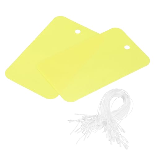 QUARKZMAN 50 Stück Versandanhänger wasserdichte mit Seil, 3.5 x 6 CM PVC Blanko Kunststoffanhänger Rechteckig für Namensetiketten Kleidung Anhänger Geschenkverpackung, Gelb von QUARKZMAN