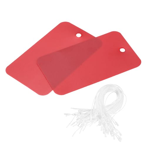 QUARKZMAN 50 Stück Versandanhänger wasserdichte mit Seil, 4 x 7 CM PVC Blanko Kunststoffanhänger Rechteckig für Namensetiketten Kleidung Anhänger Geschenkverpackung, Rot von QUARKZMAN