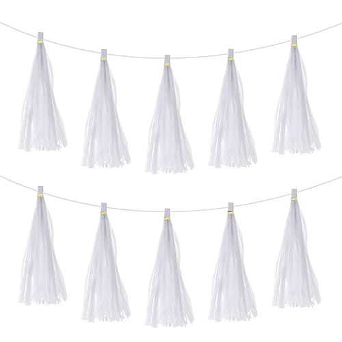 QUARKZMAN 50 Stück Weiße Quastengirlande Banner mit Seidenpapier Quasten Party DIY Kits für Jubiläum Hochzeit Geburtstagsfeier QUARKZMAN 50 Stück Weiße Quastengirlande Banner mit Seidenpapier Quasten Party DIY Kits für Jubiläum Hochzeit Geburtstagsfeier von QUARKZMAN