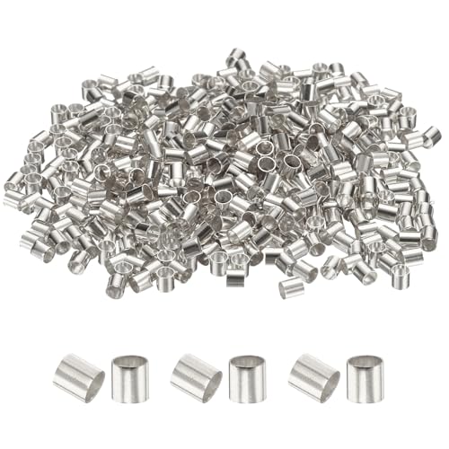 QUARKZMAN 500 Stk. Röhren-Quetschperlen, 2,5x2,5mm Kupfer Quetschperlen Endstopper Winzige Lose Abstandshalter für Ohrringe Halsketten Armbänder Anhänger DIY Handwerk, Silber QUARKZMAN 500 Stk. Röhren-Quetschperlen, 2,5x2,5mm Kupfer Quetschperlen Endstopper Winzige Lose Abstandshalter für Ohrringe Halsketten Armbänder Anhänger DIY Handwerk, Silber von QUARKZMAN
