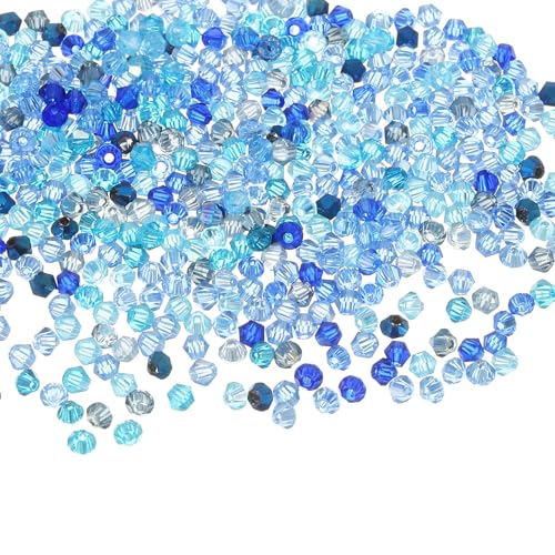 QUARKZMAN 500 Stück Glasperlen zum Auffädeln Kristallperlen, 2mm Bicone Kristall Kleine Perlen Lose Rondelle Facettierte Perlen für Armbänder Selber Machen Halsketten Ohrringe, Blau von QUARKZMAN