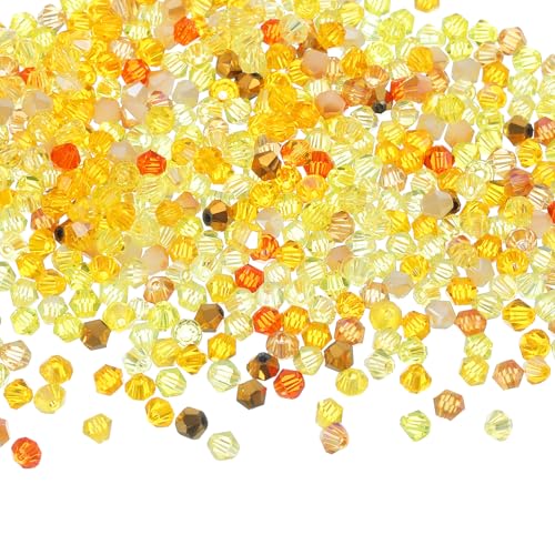 QUARKZMAN 500 Stück Glasperlen zum Auffädeln Kristallperlen, 3mm Bicone Kristall Kleine Perlen Lose Rondelle Facettierte Perlen für Armbänder Selber Machen Halsketten Ohrringe, Gelb QUARKZMAN 500 Stück Glasperlen zum Auffädeln Kristallperlen, 3mm Bicone Kristall Kleine Perlen Lose Rondelle Facettierte Perlen für Armbänder Selber Machen Halsketten Ohrringe, Gelb von QUARKZMAN
