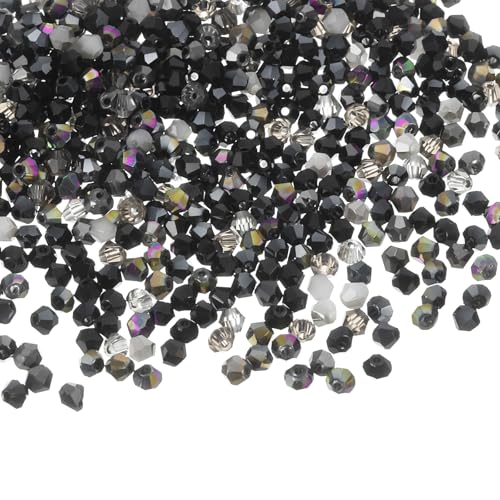 QUARKZMAN 500 Stück Glasperlen zum Auffädeln Kristallperlen, 3mm Bicone Kristall Kleine Perlen Lose Rondelle Facettierte Perlen für Armbänder Selber Machen Halsketten Ohrringe, Schwarz von QUARKZMAN