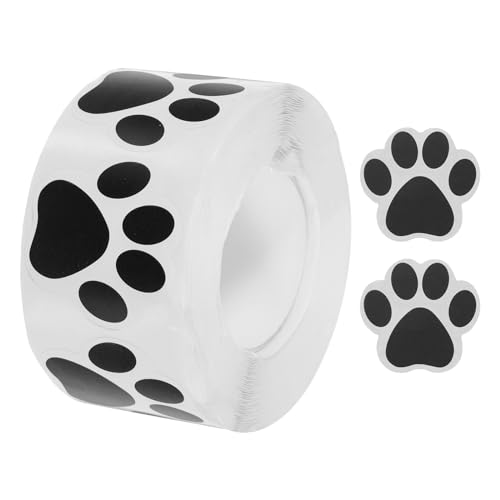 QUARKZMAN 500 Stück Pfotenabdrücke Aufkleber Schwarz, 38mm Selbstklebende Etiketten Aufklebe, Sterne Sticker für DIY Scrapbooking Geschenkaufkleber Grußkarten (1 Rolle) von QUARKZMAN